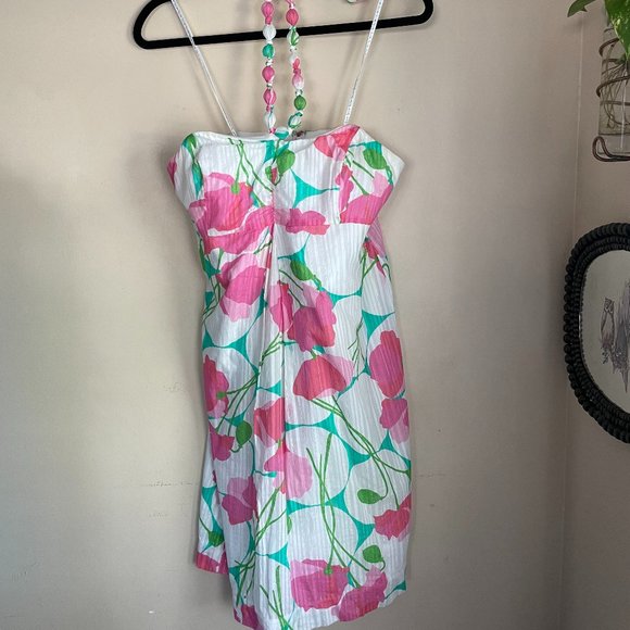 Lilly Pulitzer Floral Flower Halter Dress Betsey Had a Blast 8 - Picture 5 of 12